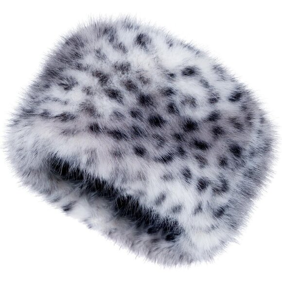 Women\'s Gray Leopard Winter Faux Fur Cossak Russian Style Hat Warm Cap main image 6